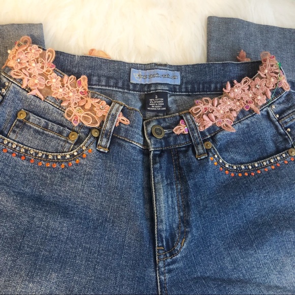 The Denim Tailor embellished jean crops size 2 - Picture 7 of 8